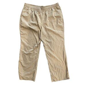 Good American Women's Khaki Straight Leg Pants Size 5 Tan Elastic Waist Pockets